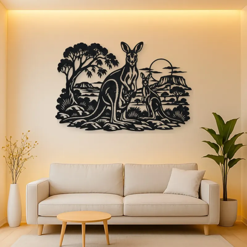 Kangaroo Outback Metal Wall Art | Wildlife Silhouette Decor