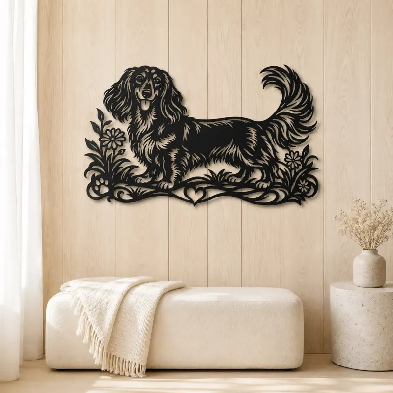 Dachshund Long Line Metal Wall Art | Pet Lover Silhouette Decor - lifestyle view 5