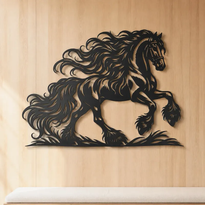 Friesian Mane Flow Metal Wall Art | Equestrian Wall Decor - lifestyle view 5
