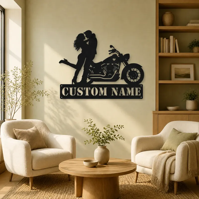 Personalized Classic Cruiser Couple Metal Wall Art - lifestyle view 4