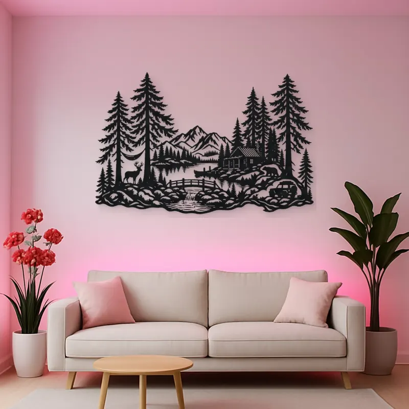 Tall Cedar Grove Metal Wall Art | Botanical Metal Wall Decor