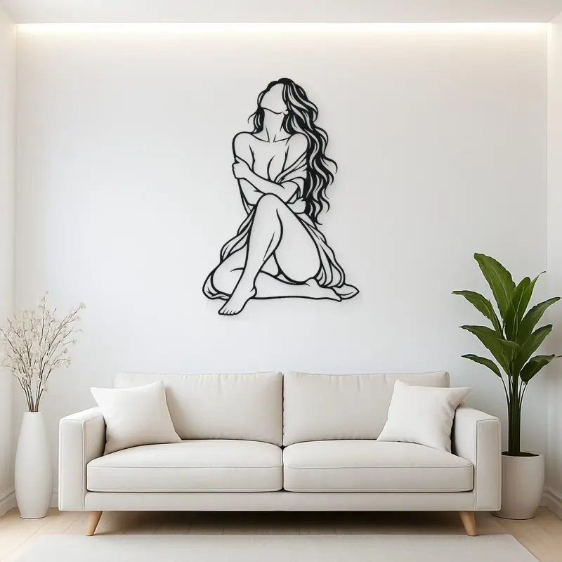 Quiet Self Love Metal Wall Art | Minimalist Woman Line Art