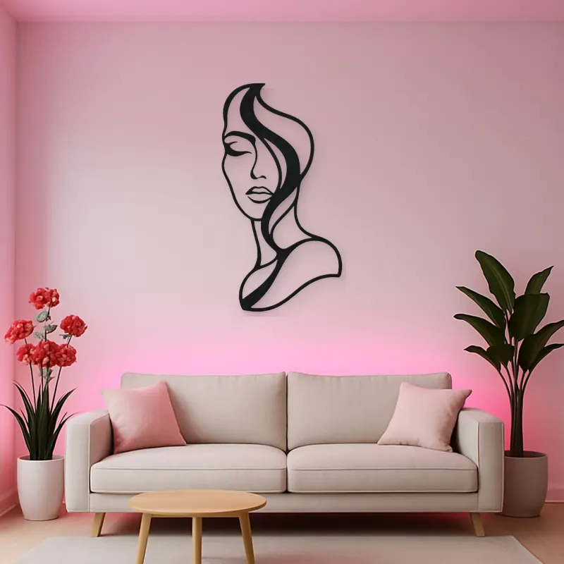 Abstract Half Face Metal Wall Art | Minimalist Woman Line Art