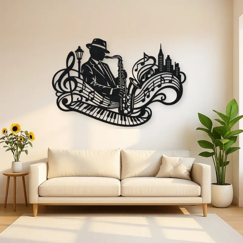 Saxophone Jazz Flow Metal Wall Art | Music Room Wall Decor