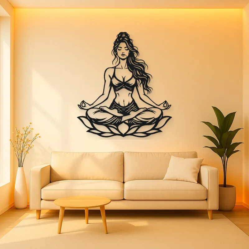 Lotus Meditation Metal Wall Art | Movement Silhouette Decor