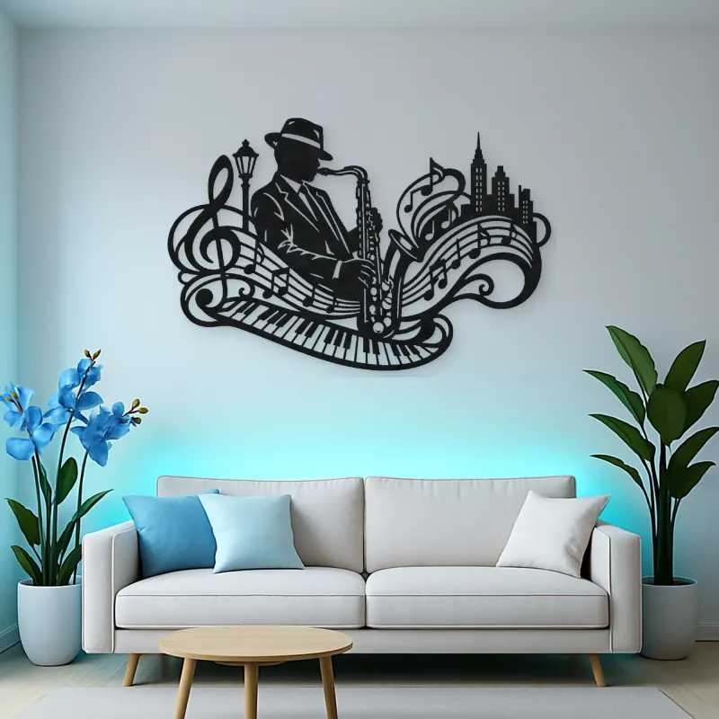 Saxophone Jazz Flow Metal Wall Art | Music Room Wall Decor
