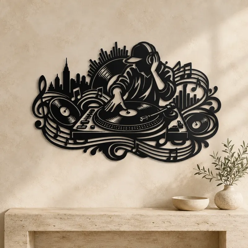 Turntable Groove Metal Wall Art | Music Room Wall Decor - lifestyle view 3