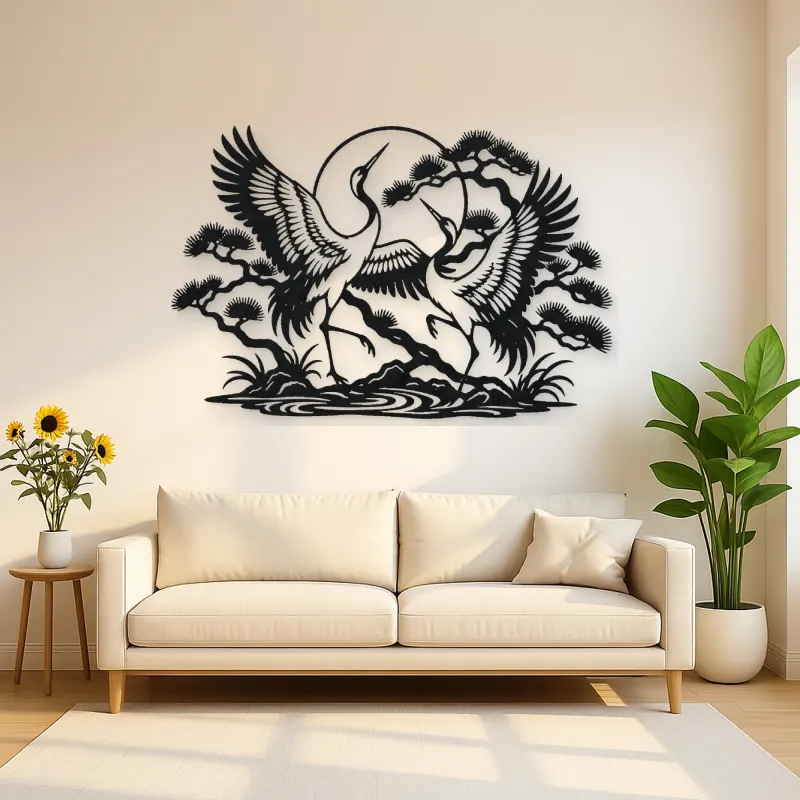 Crane Dance Metal Wall Art | Wildlife Silhouette Decor