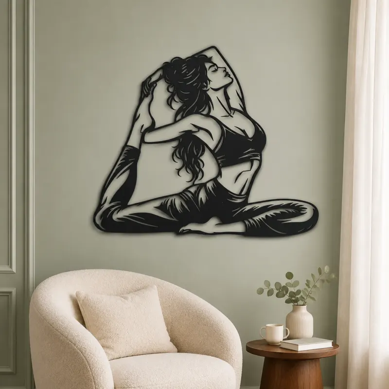 Pigeon Pose Serenity Metal Wall Art | Movement Silhouette Decor - lifestyle view 2