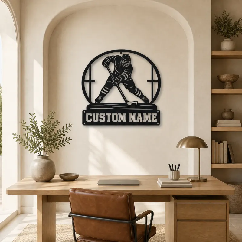 Personalized Ice Hockey Player Metal Wall Art - lifestyle view 4