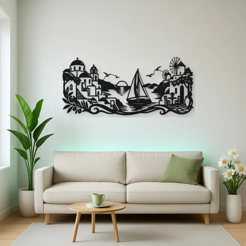 Greek Island Sail Metal Wall Art | Coastal and Nautical Wall Decor