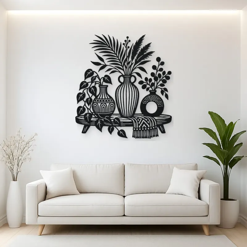 Boho Vase Trio Metal Wall Art | Cozy Home Metal Decor