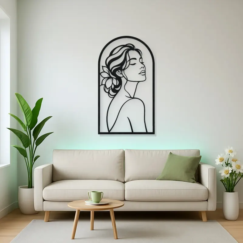 Beauty in Arch Metal Wall Art | Minimalist Woman Line Art