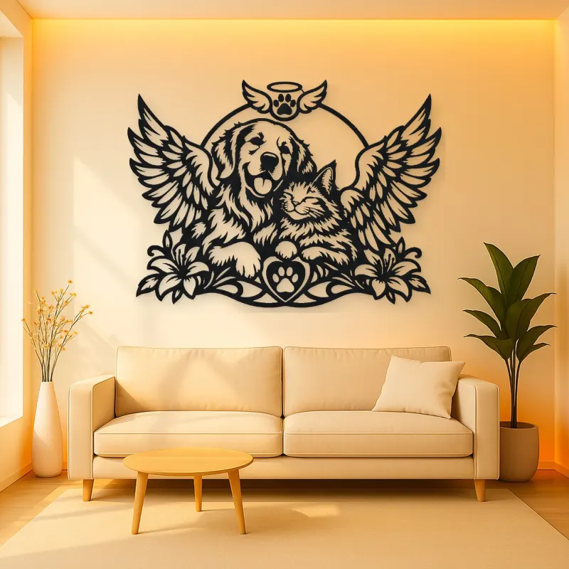Pet Memorial Wings Metal Wall Art | Pet Lover Silhouette Decor