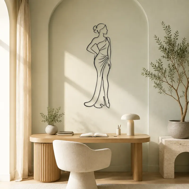 Side Profile Elegance Metal Wall Art | Fashion Figure Wall Decor - lifestyle view 4