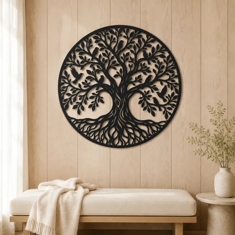 Tree with Birds Metal Wall Art | Wildlife Silhouette Decor - lifestyle view 5