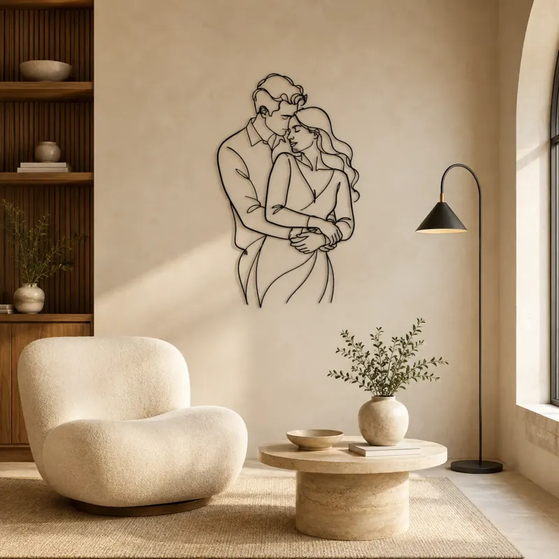Back Hug Lovers Metal Wall Art | Romantic Couple Decor - lifestyle view 5