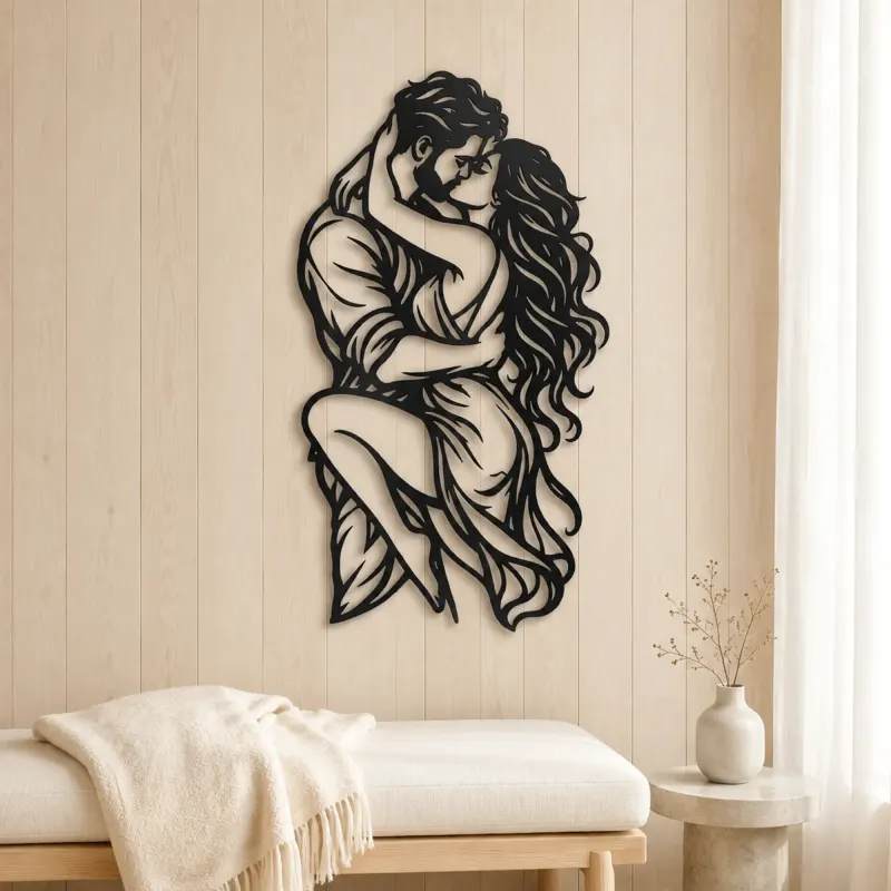 Wrapped in Arms Metal Wall Art | Romantic Couple Decor - lifestyle view 5