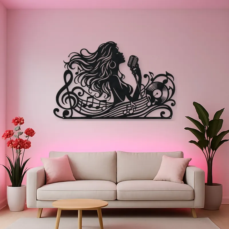 Singer Silhouette Metal Wall Art | Music Room Wall Decor