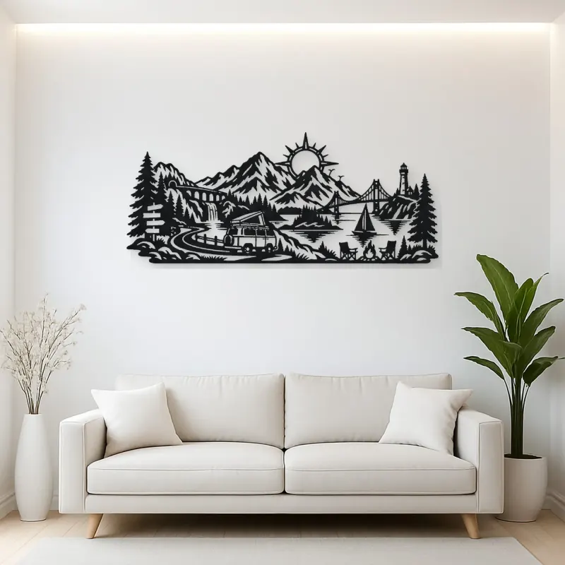 Mountain Camper Journey Metal Wall Art | Travel and City Wall Decor