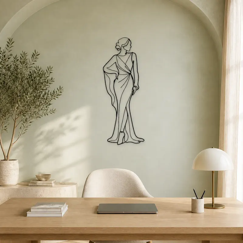 Draped Sleeve Pose Metal Wall Art | Fashion Figure Wall Decor - lifestyle view 4