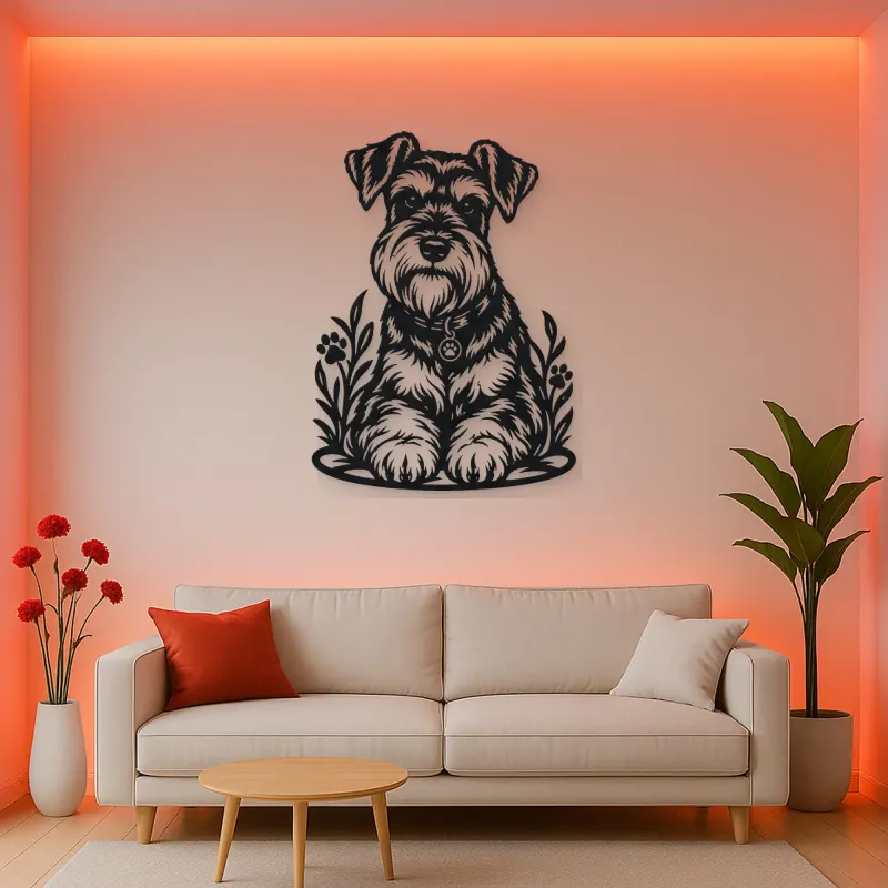 Schnauzer Portrait Metal Wall Art | Pet Lover Silhouette Decor