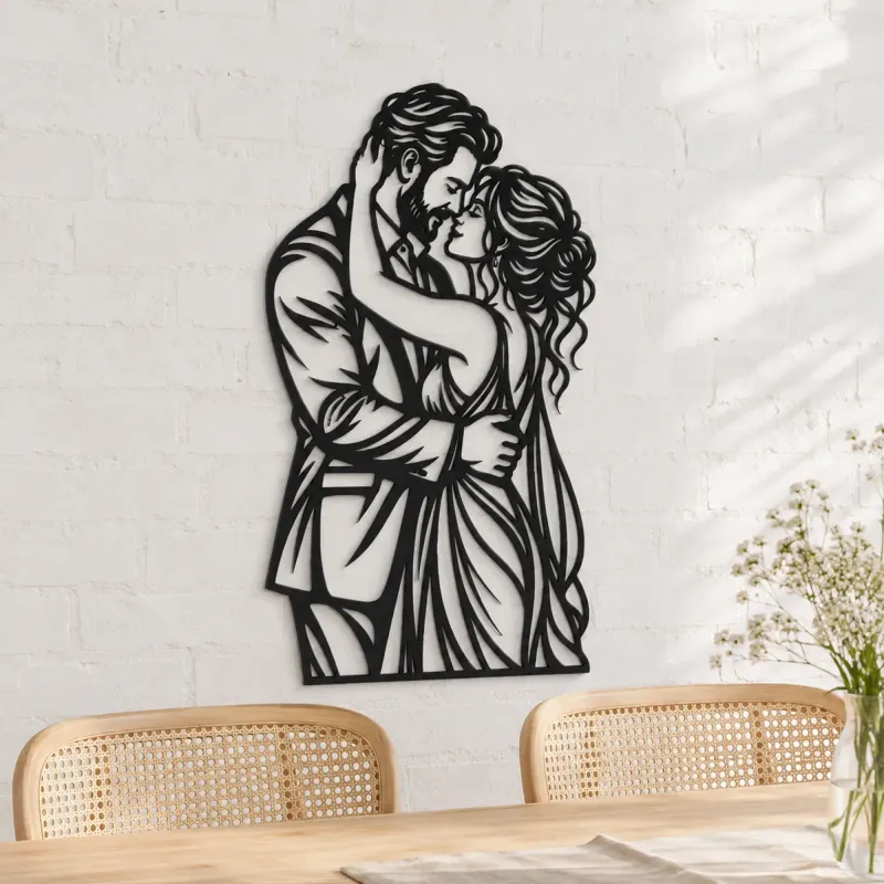 Anniversary Embrace Metal Wall Art | Romantic Couple Decor - lifestyle view 4