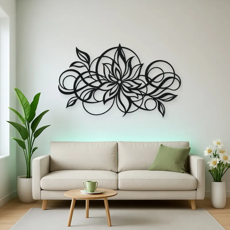 Geometric Flower Flow Metal Wall Art | Modern Abstract Metal Decor