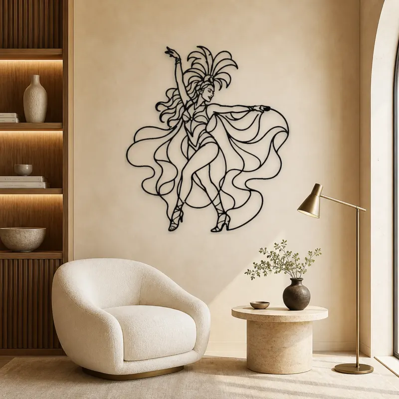 Samba Carnival Pose Metal Wall Art | Dance Silhouette Wall Decor - lifestyle view 5