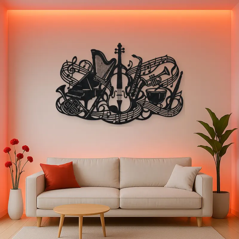 Orchestra Instrument Fusion Metal Wall Art | Music Room Wall Decor