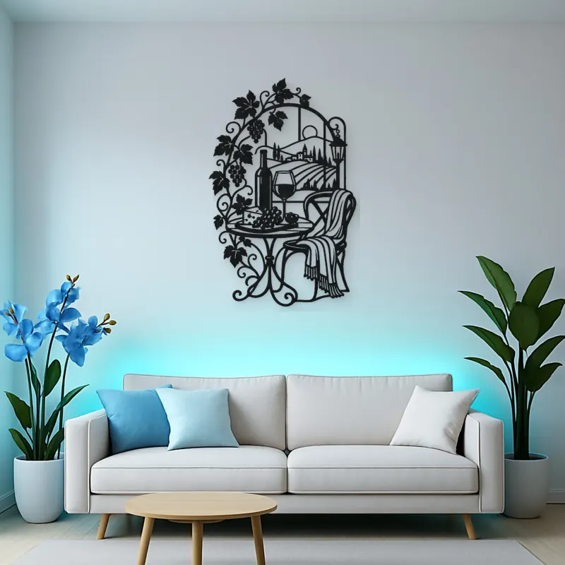 Wine Glass Vine Metal Wall Art | Botanical Metal Wall Decor
