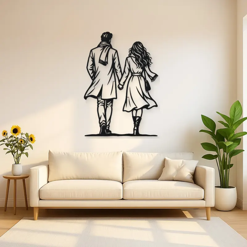 Evening Stroll Couple Metal Wall Art | Romantic Couple Decor