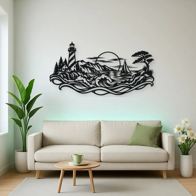 Lighthouse Coastline Metal Wall Art | Coastal and Nautical Wall Decor