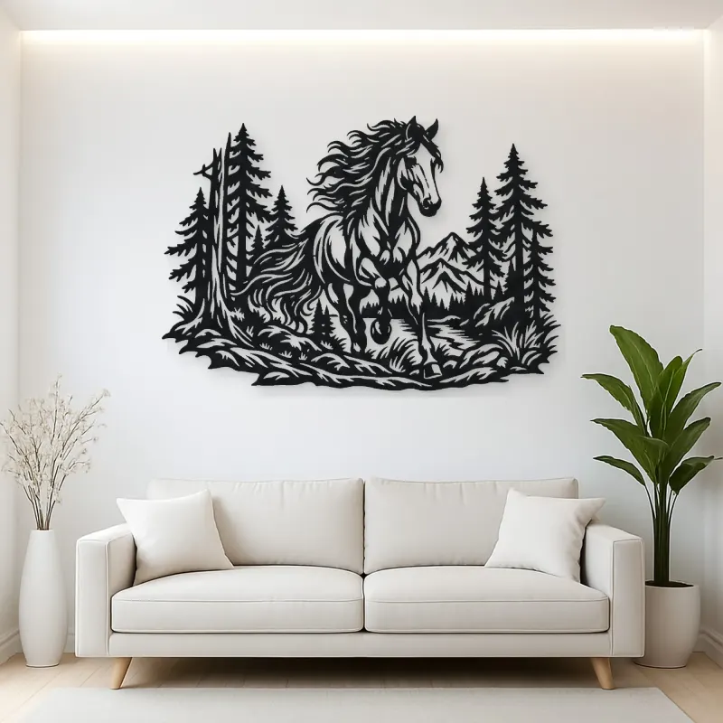 Horse in Forest Metal Wall Art | Equestrian Wall Decor