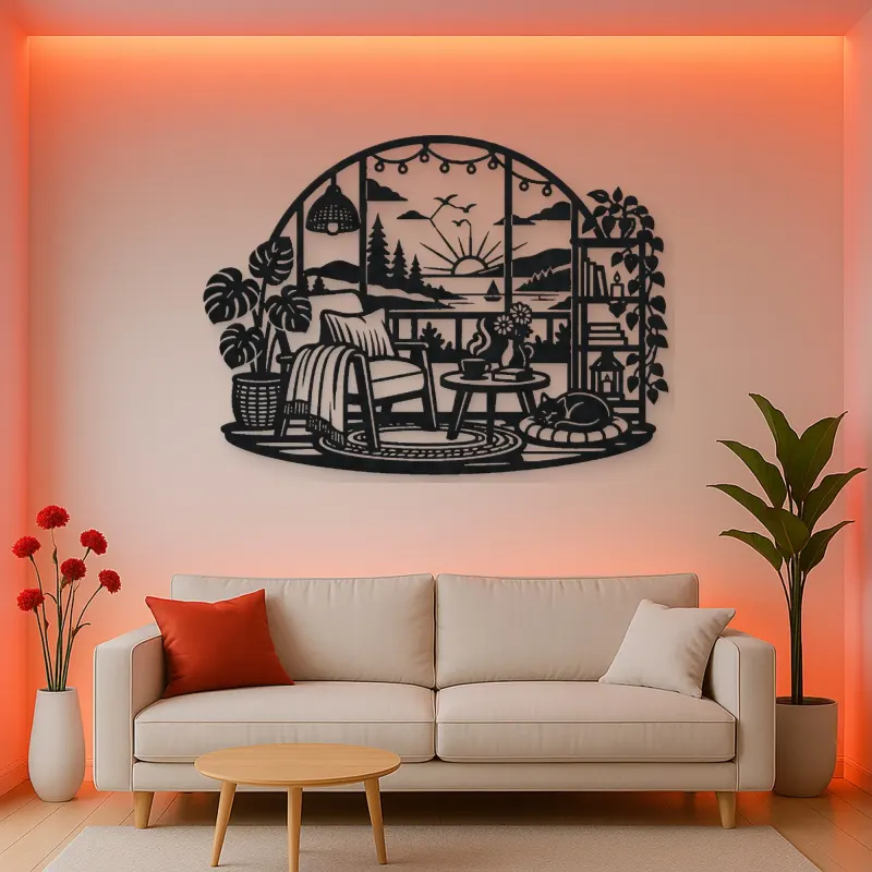 Cozy Home Horizon Metal Wall Art | Nature Silhouette Decor
