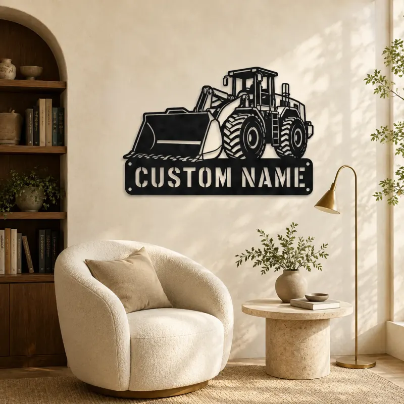 Personalized Heavy Wheel Loader Oversized Bucket Metal Wall Art - lifestyle view 5