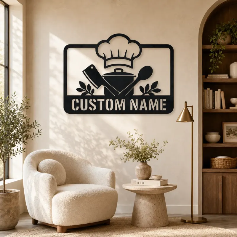 Personalized Chef Kitchen Metal Wall Art with Cooking Tools - lifestyle view 5