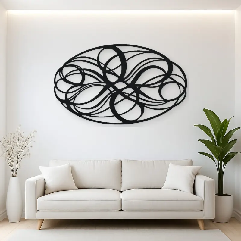 Woven Oval Network Metal Wall Art | Modern Abstract Metal Decor