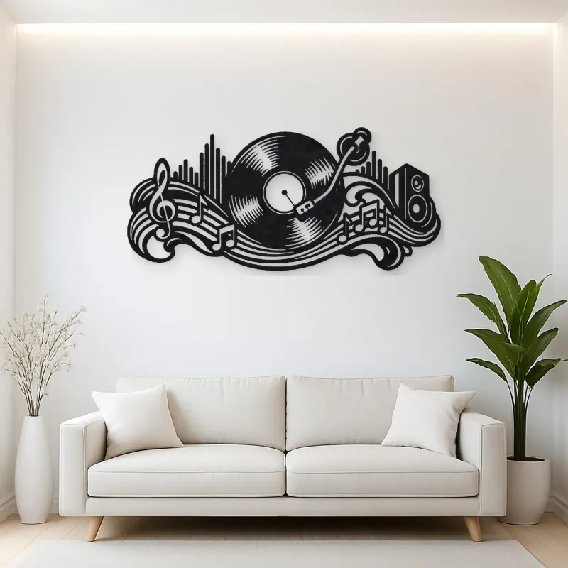 Vinyl Record Wave Metal Wall Art | Music Room Wall Decor