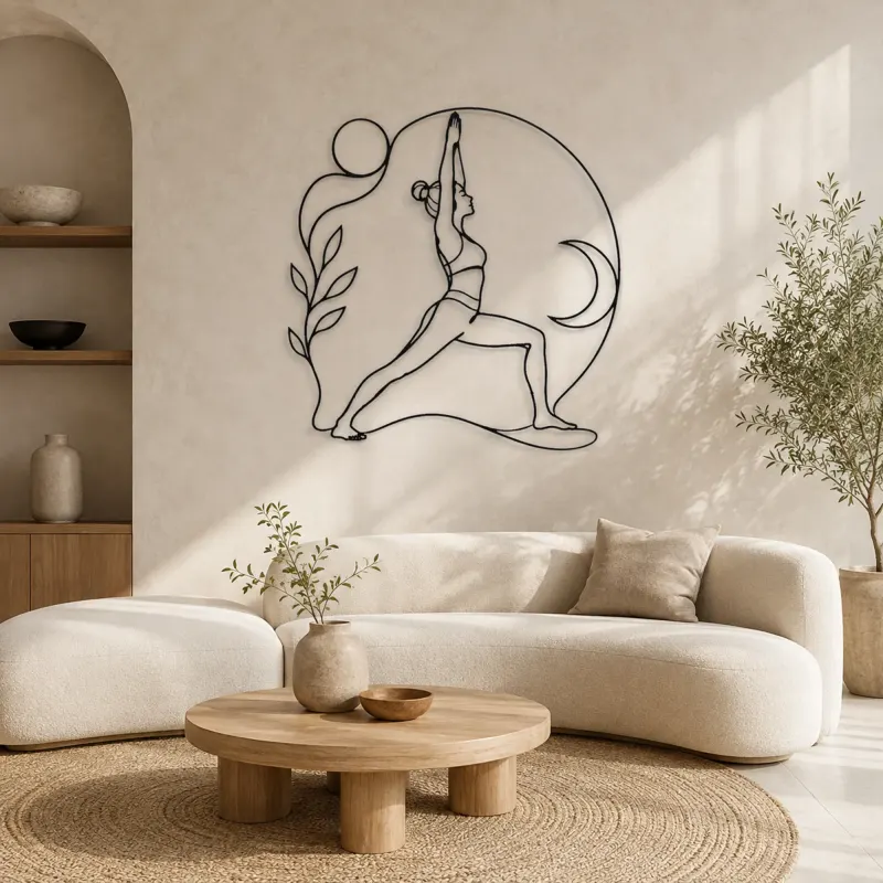 Warrior One Strength Metal Wall Art | Yoga and Meditation Wall Decor - lifestyle view 3