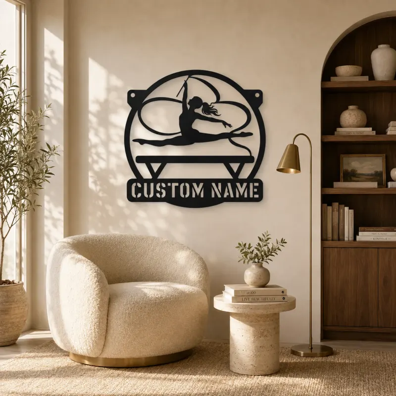 Personalized Rhythmic Gymnast Metal Wall Art with Ribbon - lifestyle view 5