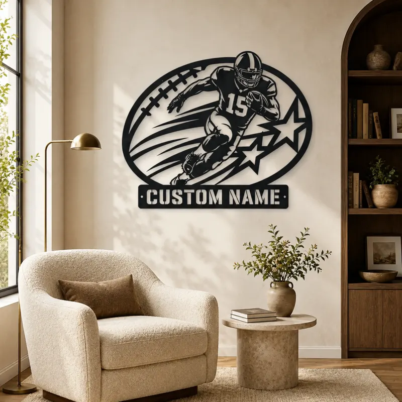 Personalized Number 15 Running Back Stars Metal Wall Art - lifestyle view 5