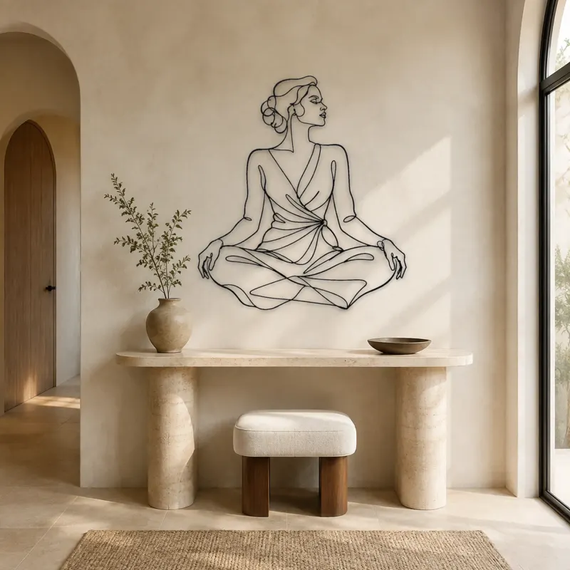 Seated Lotus Fashion Metal Wall Art | Fashion Figure Wall Decor - lifestyle view 3