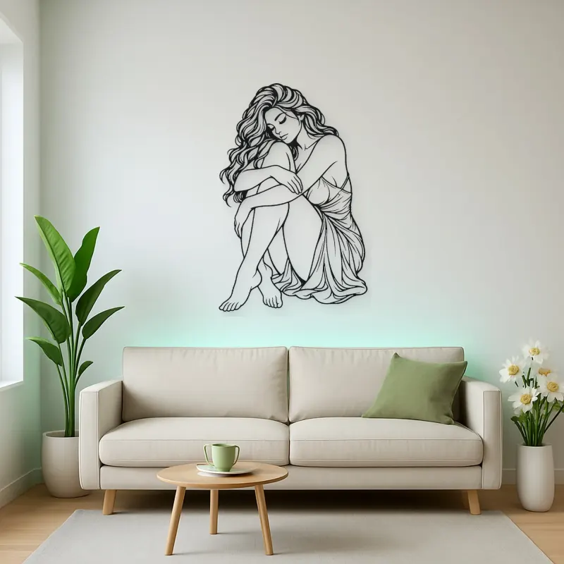 Curled Resting Pose Metal Wall Art | Movement Silhouette Decor