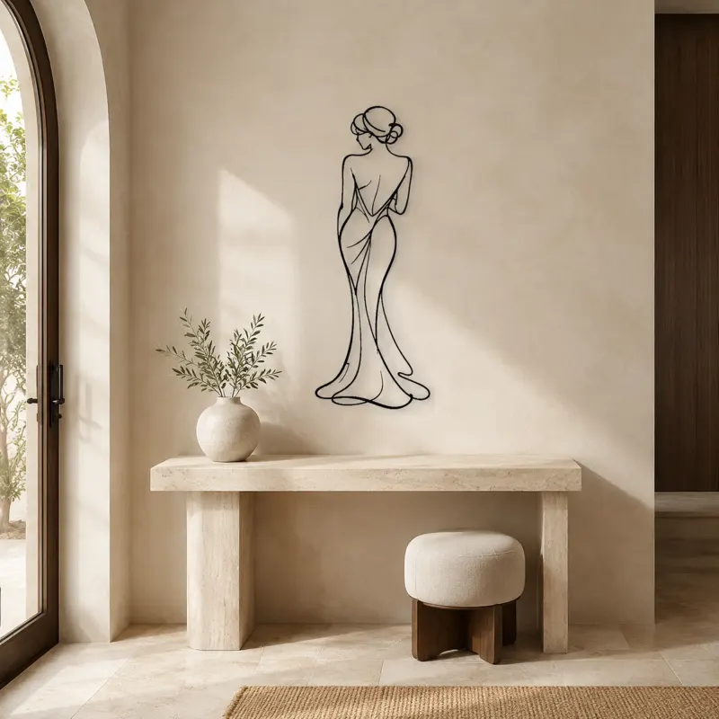 Elegant Back Outline Metal Wall Art | Feminine Figure Wall Decor - lifestyle view 3