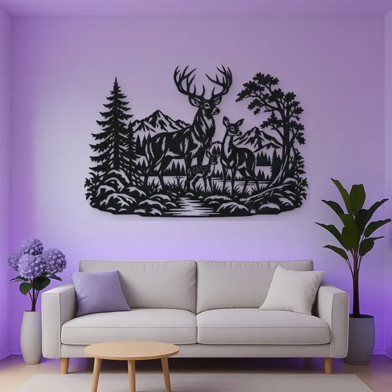 Deer Forest Profile Metal Wall Art | Wildlife Silhouette Decor