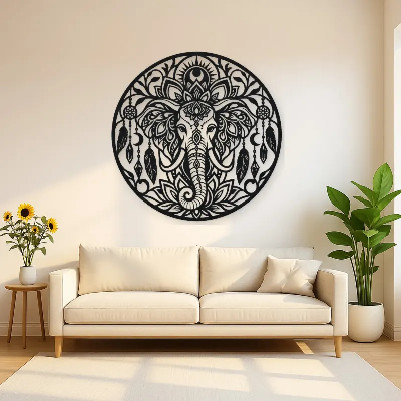 Spiritual Elephant Metal Wall Art | Wildlife Silhouette Decor
