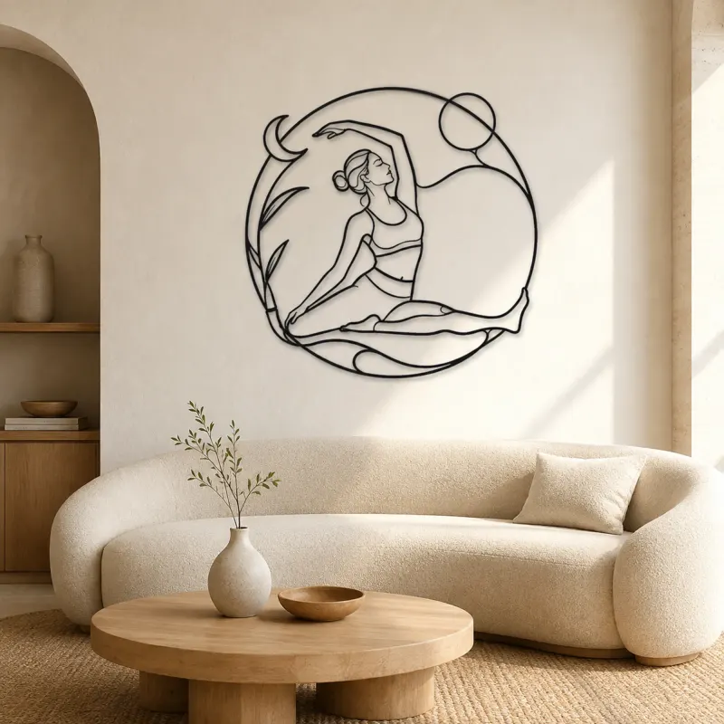 Sugarcane Pose Metal Wall Art | Yoga and Meditation Wall Decor - lifestyle view 3