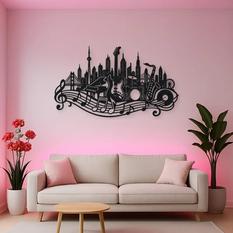 Musical City Skyline Metal Wall Art | Travel and City Wall Decor