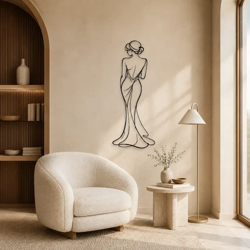 Elegant Back Outline Metal Wall Art | Feminine Figure Wall Decor - lifestyle view 5